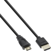InLine® HDMI Superslim Kabel A an C, HDMI-High Speed mit Ethernet, Premium, schwarz / gold, 0,5m