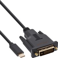 InLine® USB Display Kabel, USB Typ-C Stecker zu DVI Stecker (DP Alt Mode), schwarz, 3m