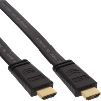 InLine® HDMI Flachkabel, HDMI-High Speed mit Ethernet, verg. Kontakte, schwarz, 7,5m