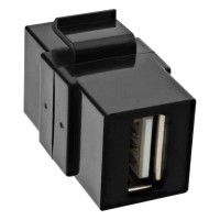 InLine® USB 2.0 Keystone Snap-In Einsatz, USB A Buchse/Buchse, schwarzes Gehäuse