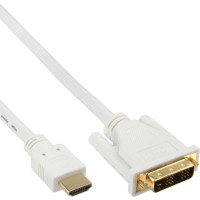 InLine® HDMI-DVI Kabel, weiß / gold, HDMI Stecker auf DVI 18+1 Stecker, 1,5m